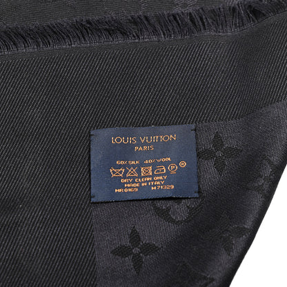 Louis Vuitton Silk Wool Monogram Shawl Black 2 of 3