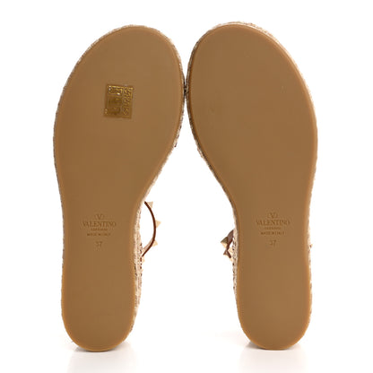 Valentino Garavani Grained Calfskin Rockstud Ankle Strap Espadrille 30/55mm Wedge Sandals 37 Selleria 6 of 12
