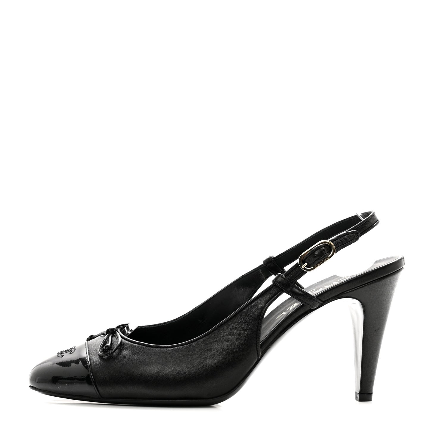 Lambskin Cap Toe CC Slingback Pumps 40.5 Black