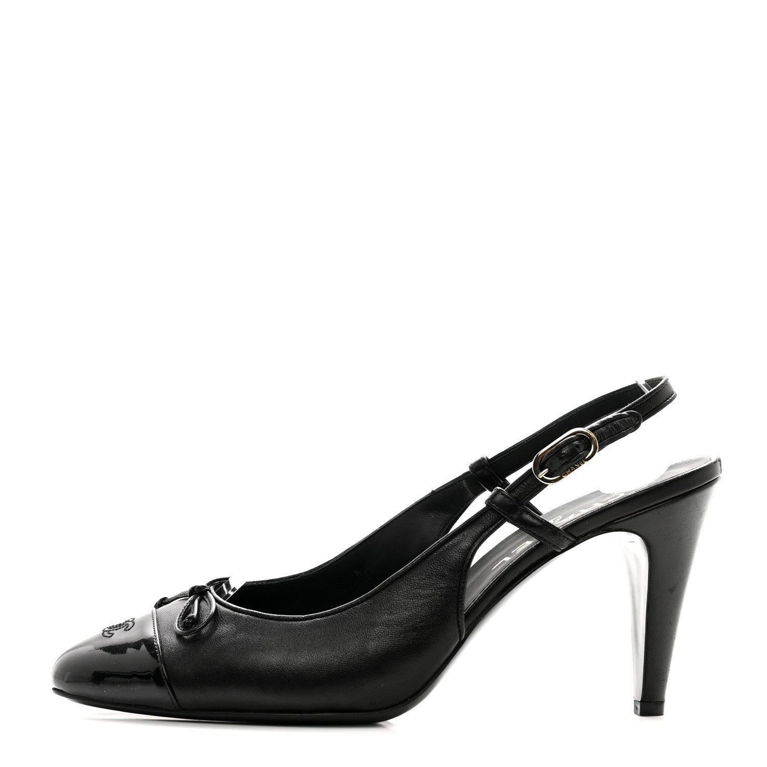 Chanel Lambskin Cap Toe CC Slingback Pumps 40.5 Black 1 of 7