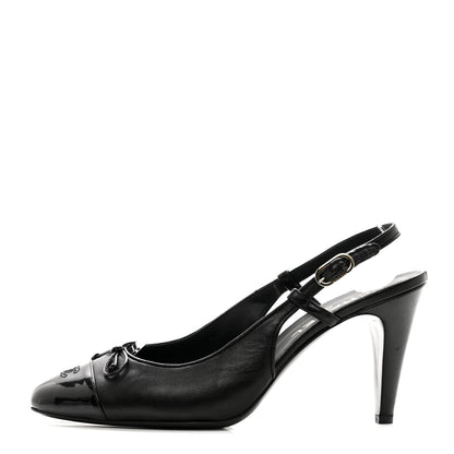 Chanel Lambskin Cap Toe CC Slingback Pumps 40.5 Black 1 of 7