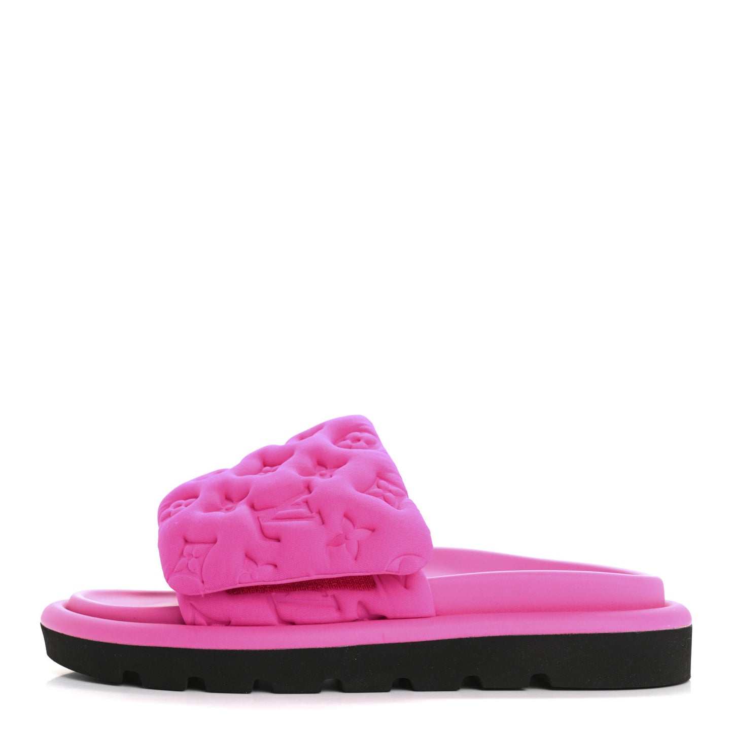 Technical Fabric Embossed Monogram Pool Pillow Comfort Mules 37 Fuchsia