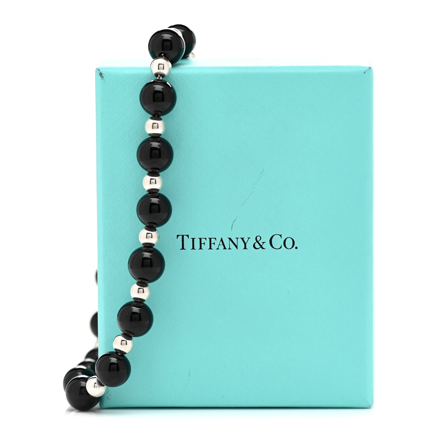 Sterling Silver Black Onyx Bead Necklace