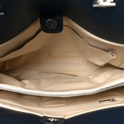 Chanel Caviar Large Soft CC Top Handle Tote Navy Blue 4 of 9