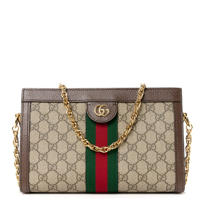 Gucci GG Supreme Monogram Web Small Ophidia Chain Shoulder Bag Brown 1 of 11