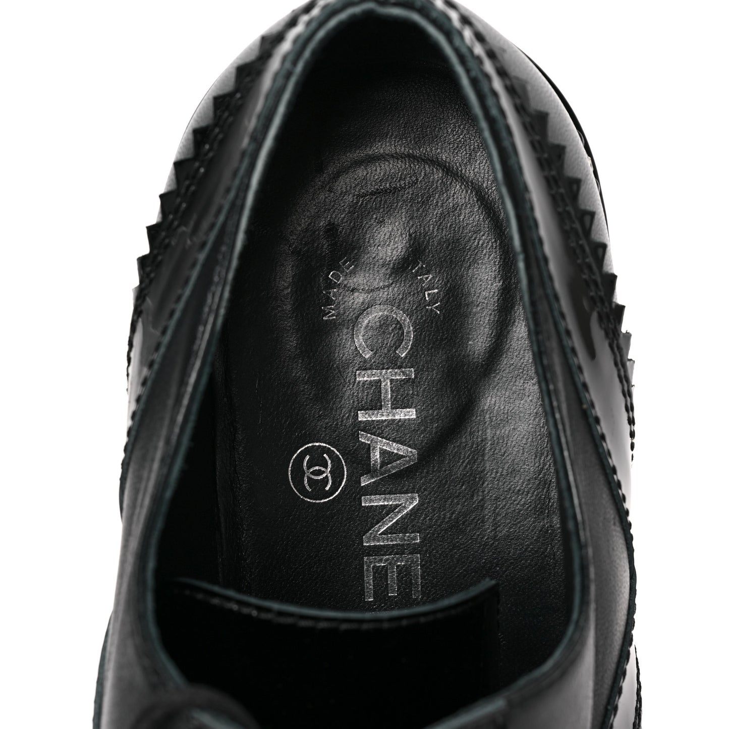 Lambskin Patent Calfskin CC Brogue Lace Up Oxfords 39.5 Black