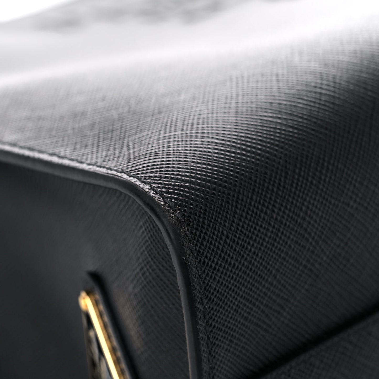 Saffiano Lux Logo Embossed Large Shoulder Tote Handbag Black