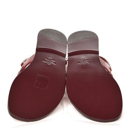 Valentino Garavani Calfskin Rockstud Ankle Wrap Flat Thong Sandals 37 Rubino 5 of 9
