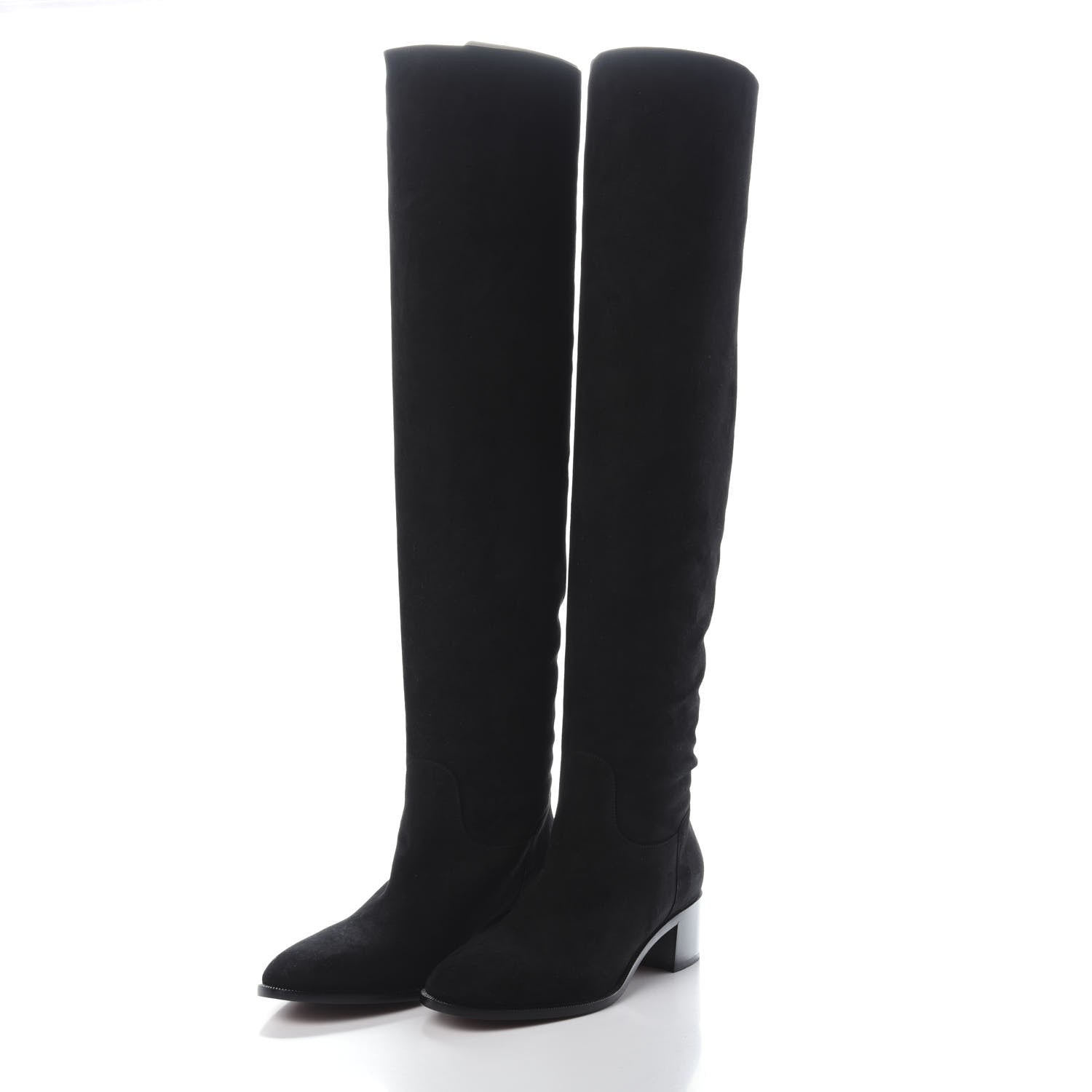 Christian Dior Suede Global Knee High Boots 42 Black 3 of 6