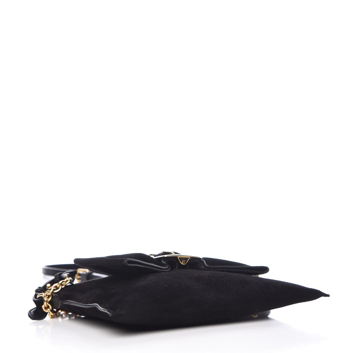 Suede Bow Buckle Crossbody Bag Black