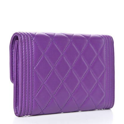 Chanel Lambskin Quilted Small Boy Flap Wallet Purple 3 of 14