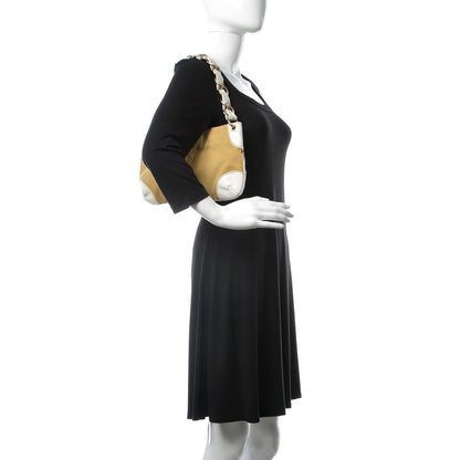 Chanel Lambskin Canvas CC Olsen Chain Small Shoulder Bag White Brown 2 of 15