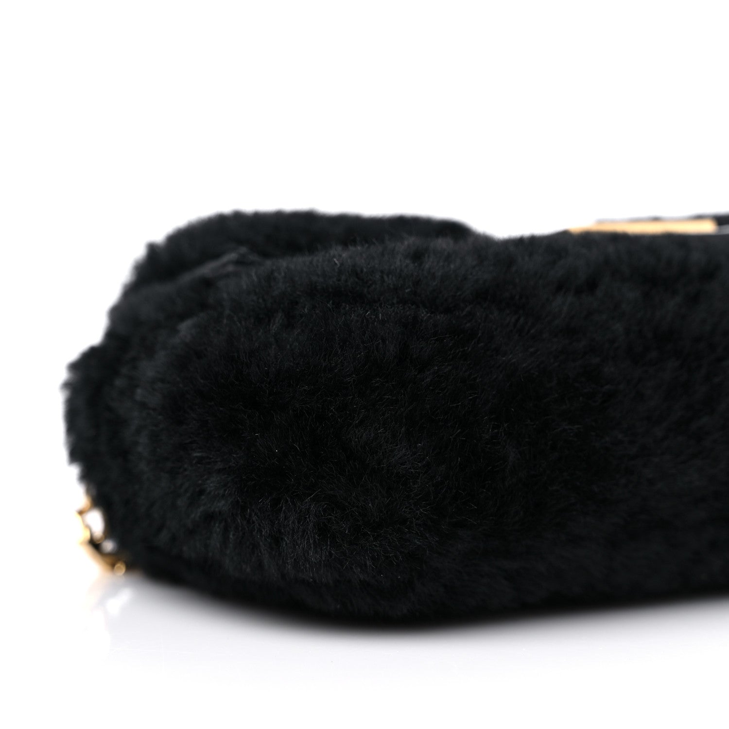 Fendi Shearling Shiny Nappa Micro Baguette Black 8 of 10