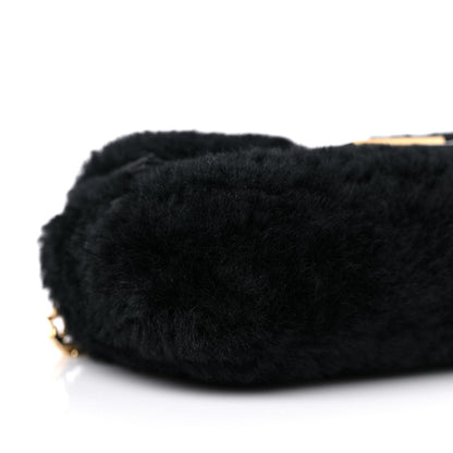 Fendi Shearling Shiny Nappa Micro Baguette Black 8 of 10