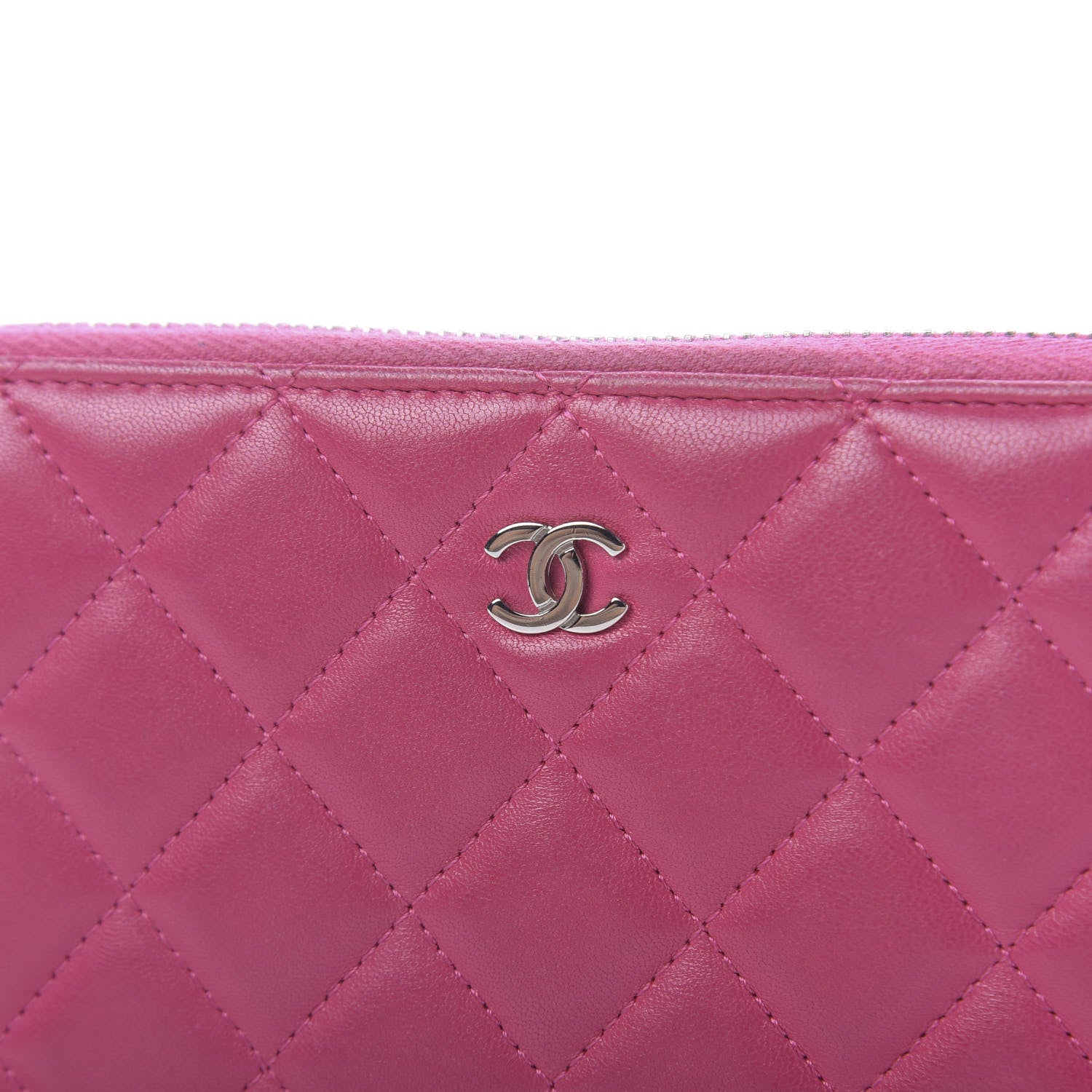 Chanel Lambskin Quilted Large Gusset Zip Around Wallet Pink 15 of 15