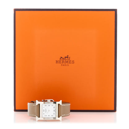 Hermes Stainless Steel Swift 21mm Heure H Hour Quartz Watch Etoupe 5 of 5