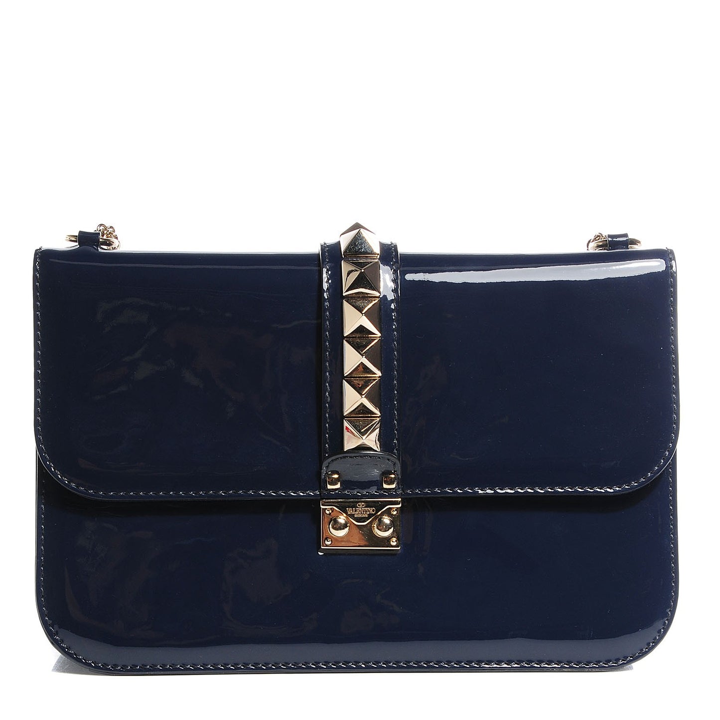 Patent Large Glam Lock Rockstud Flap Blue China
