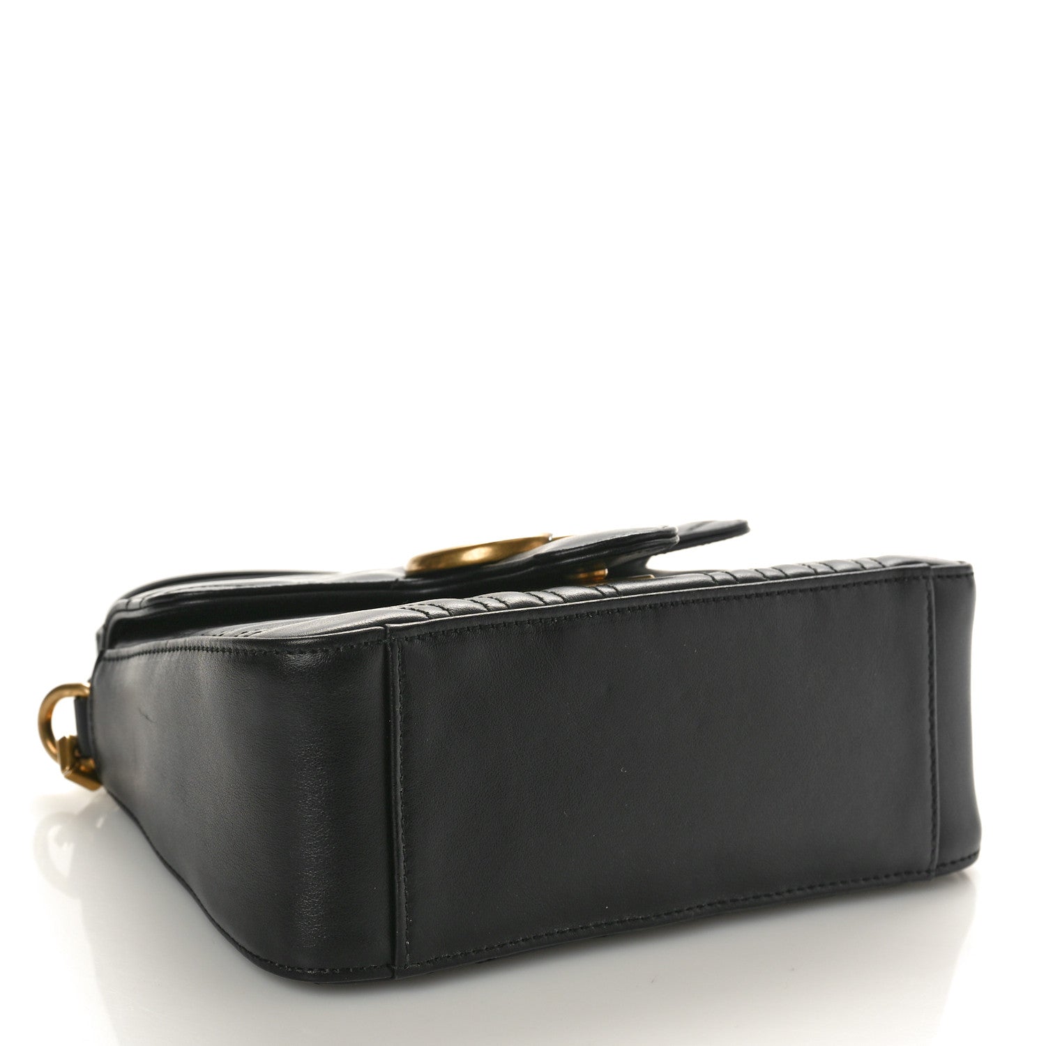 Gucci Calfskin Matelasse Mini GG Marmont Top Handle Shoulder Bag Black 4 of 10