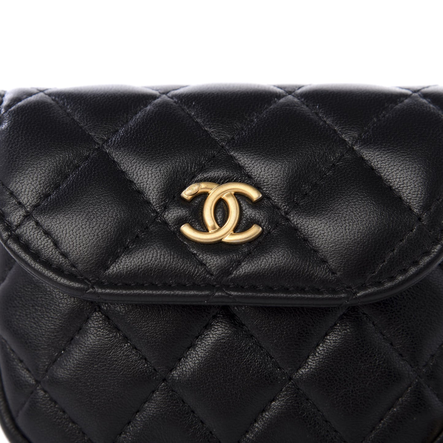 Lambskin Quilted Pearl Crush Waist Bag Black