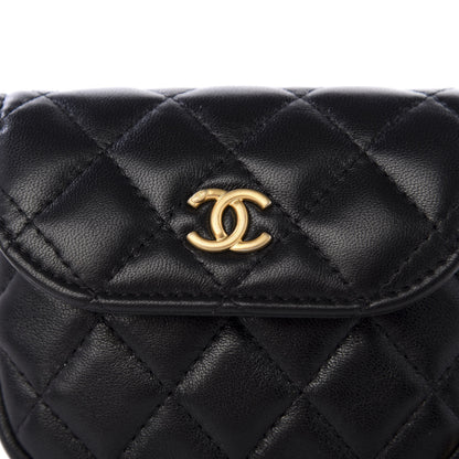 Chanel Lambskin Quilted Pearl Crush Waist Bag Black 9 of 10