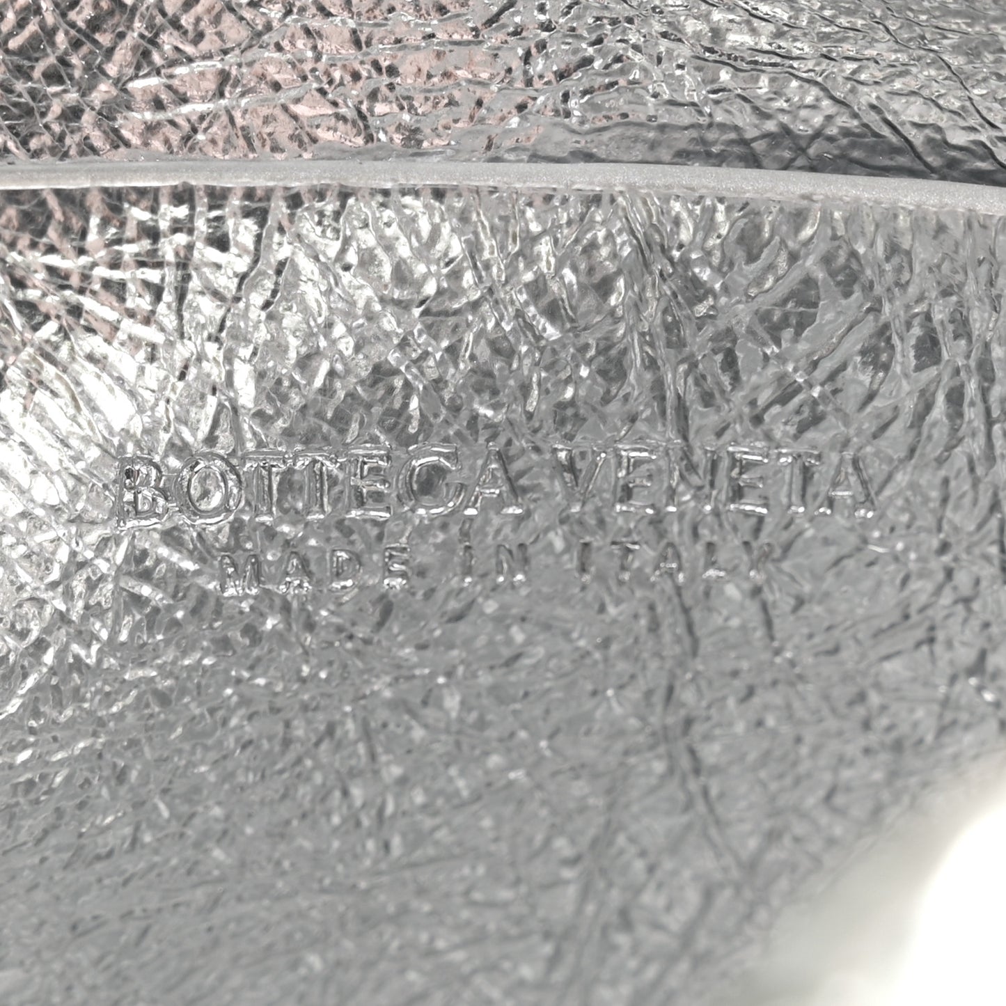 Metallic Nappa Intrecciato Concert Pouch Silver Fresh Mint