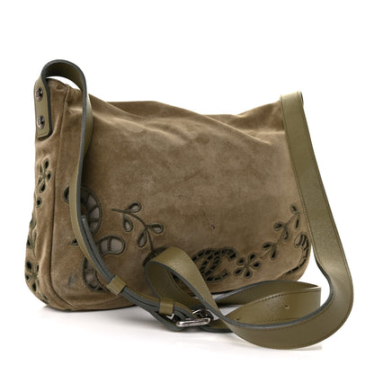 Chanel Suede Embroidered Flap Khaki 2 of 8