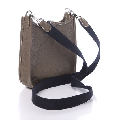 Hermes Taurillon Clemence Amazone Evelyne TPM Etoupe Bleu Indigo 3 of 11