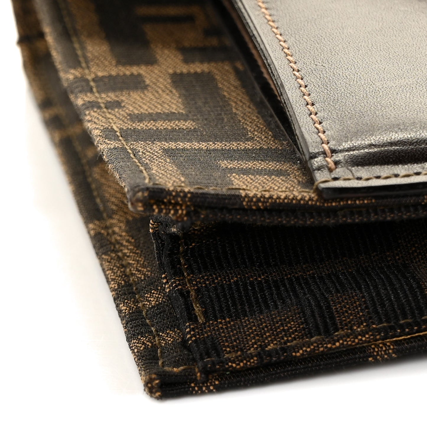 Zucca Calfskin Flap Clutch Tobacco Black