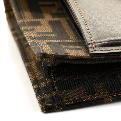 Fendi Zucca Calfskin Flap Clutch Tobacco Black 7 of 8