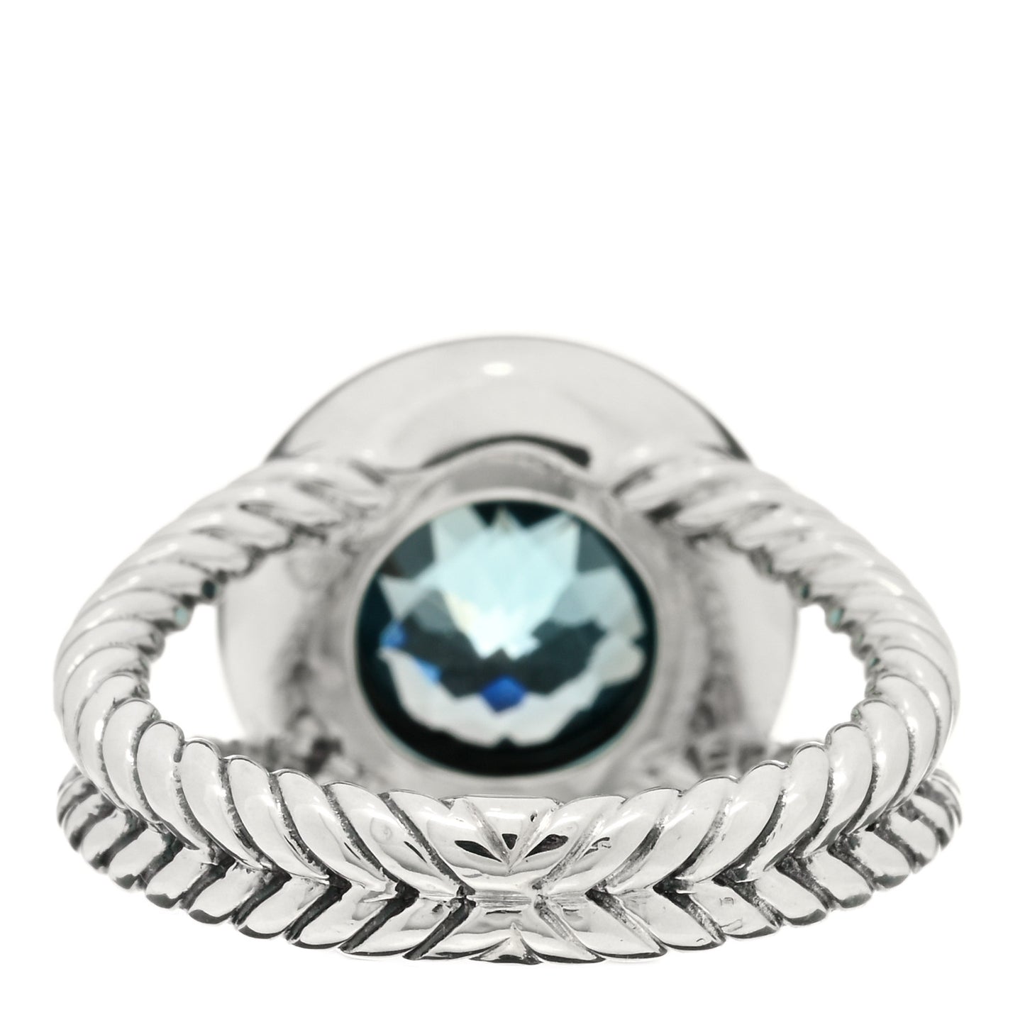 Sterling Silver Blue Topaz Sapphire 8mm Petite Cerise Ring 49 5