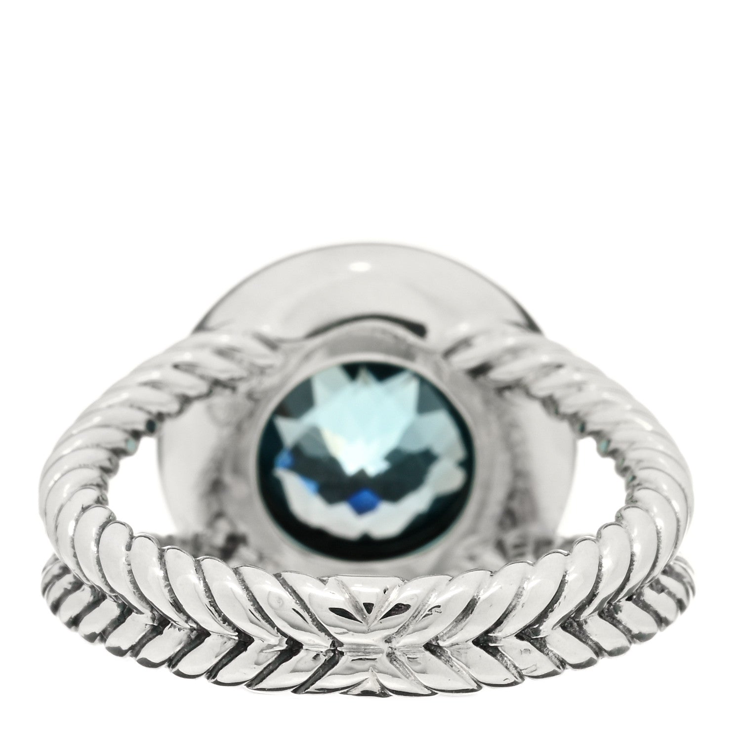 David Yurman Sterling Silver Blue Topaz Sapphire 8mm Petite Cerise Ring 49 5 2 of 3