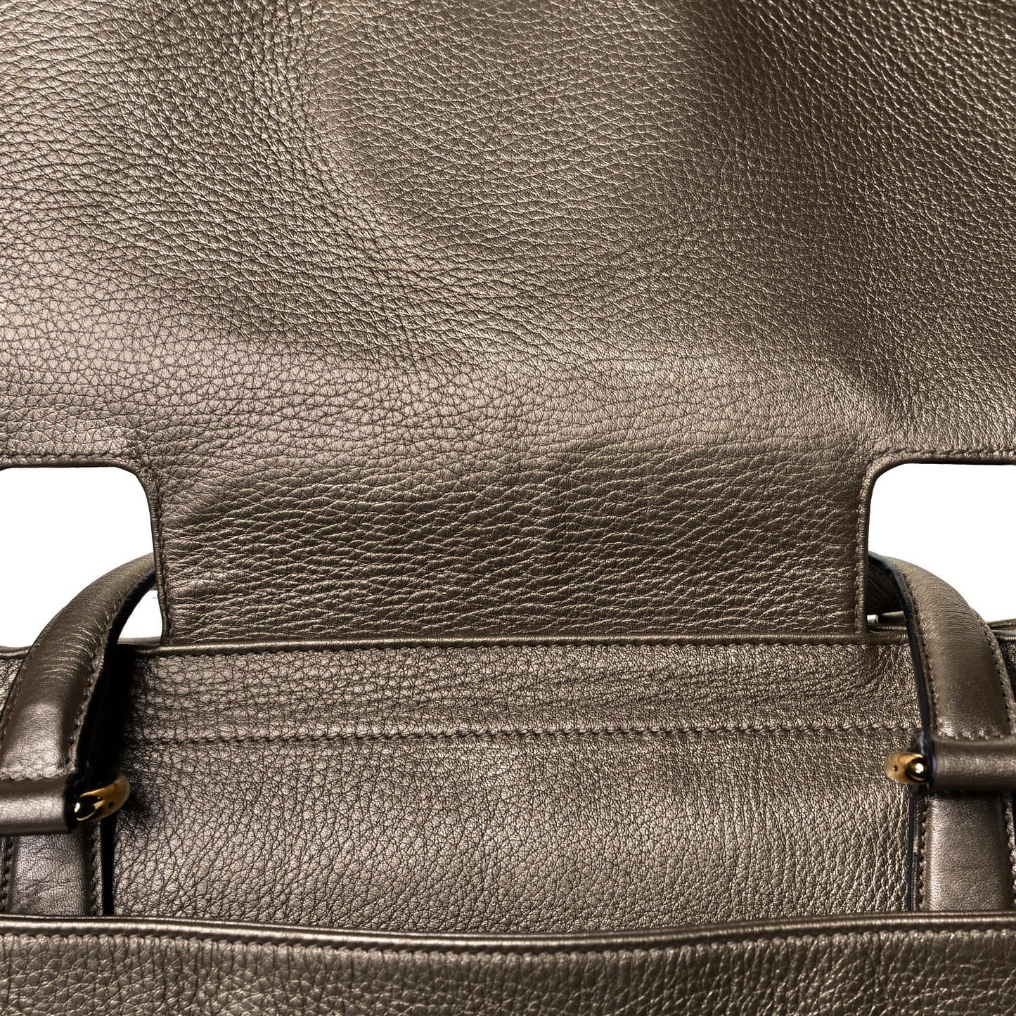 Metallic Pebbled Calfskin Medium 1973 Top Handle Satchel Golden Beige