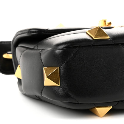 Valentino Garavani Nappa Small Roman Stud Shoulder Bag Black 8 of 9