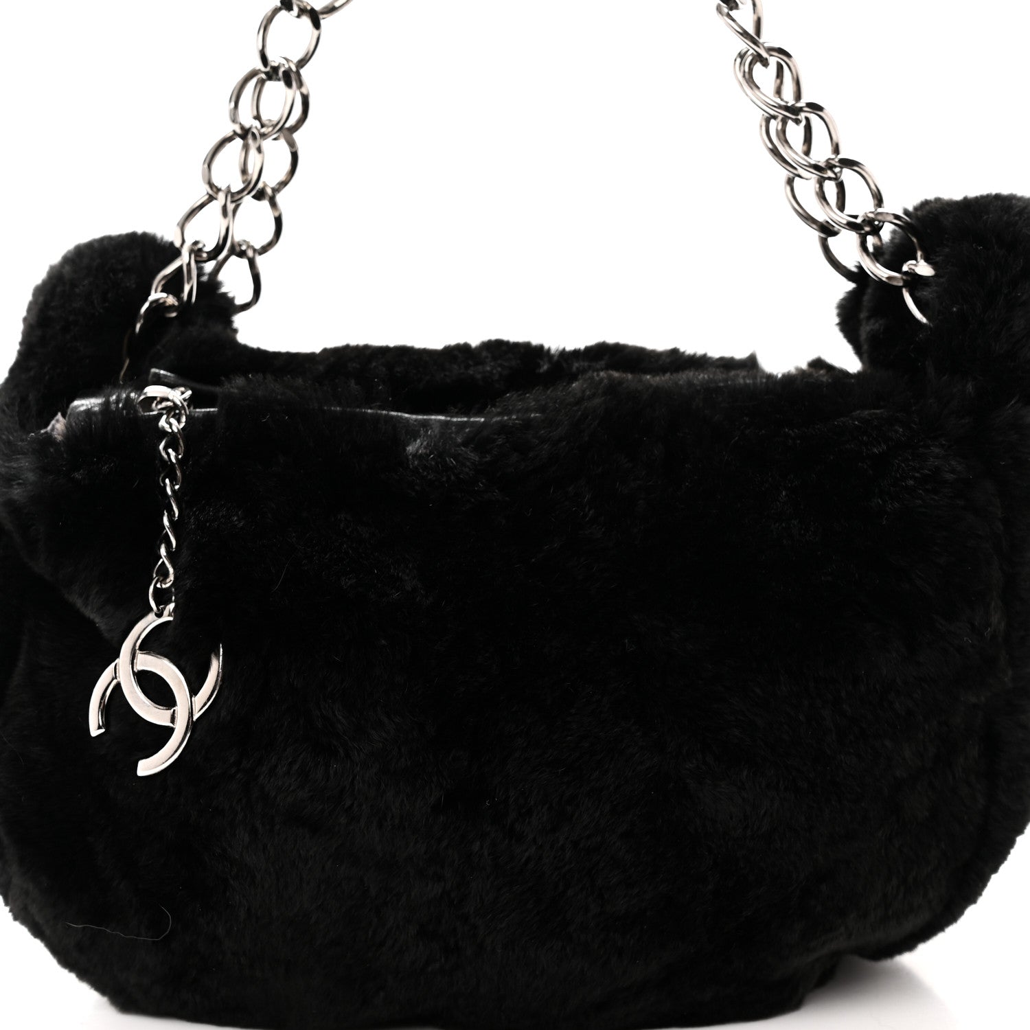 Chanel Lapin Rabbit Fur Shoulder Bag Black Black 8 of 10