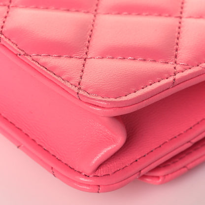 Chanel Lambskin Quilted CC Hook Card Holder Pink 12 of 13