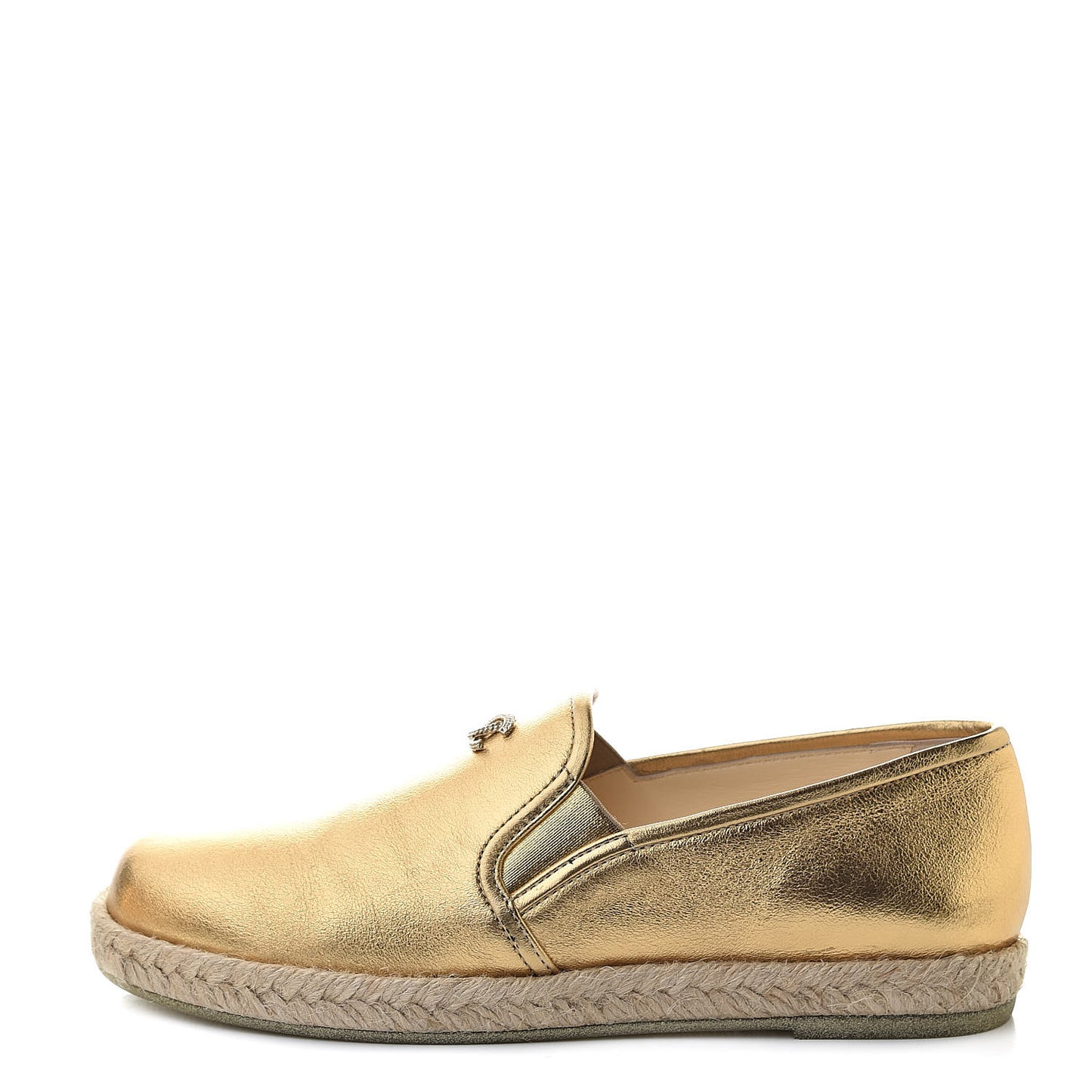 Metallic Lambskin CC Loafers 36 Gold