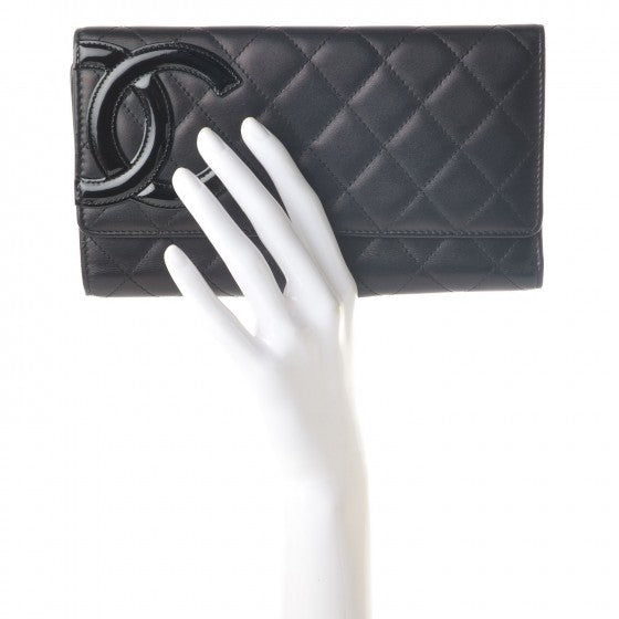 Chanel Calfskin Quilted Cambon Tri-Fold Wallet Black 2 of 10