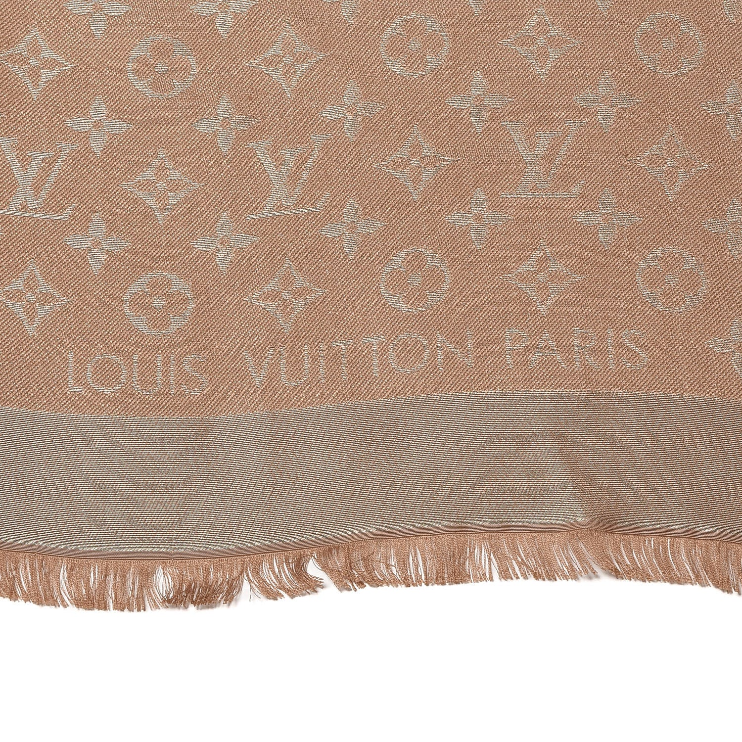Louis Vuitton Silk Lurex Wool Monogram Shine Shawl Brown 3 of 4