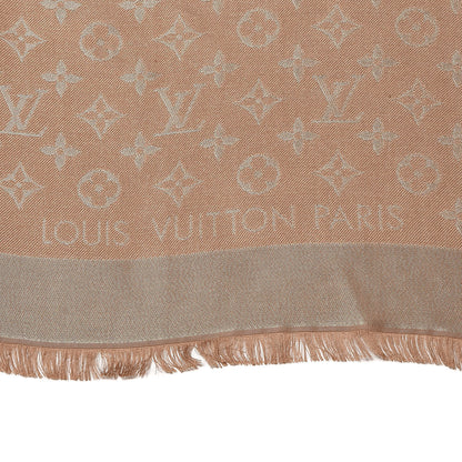 Louis Vuitton Silk Lurex Wool Monogram Shine Shawl Brown 3 of 4