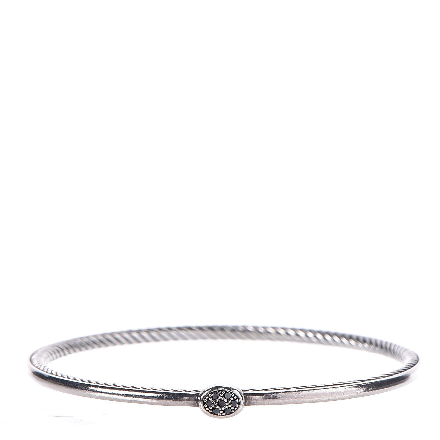 David Yurman Sterling Silver Black Diamond 3mm Oval Bracelet 1 of 5