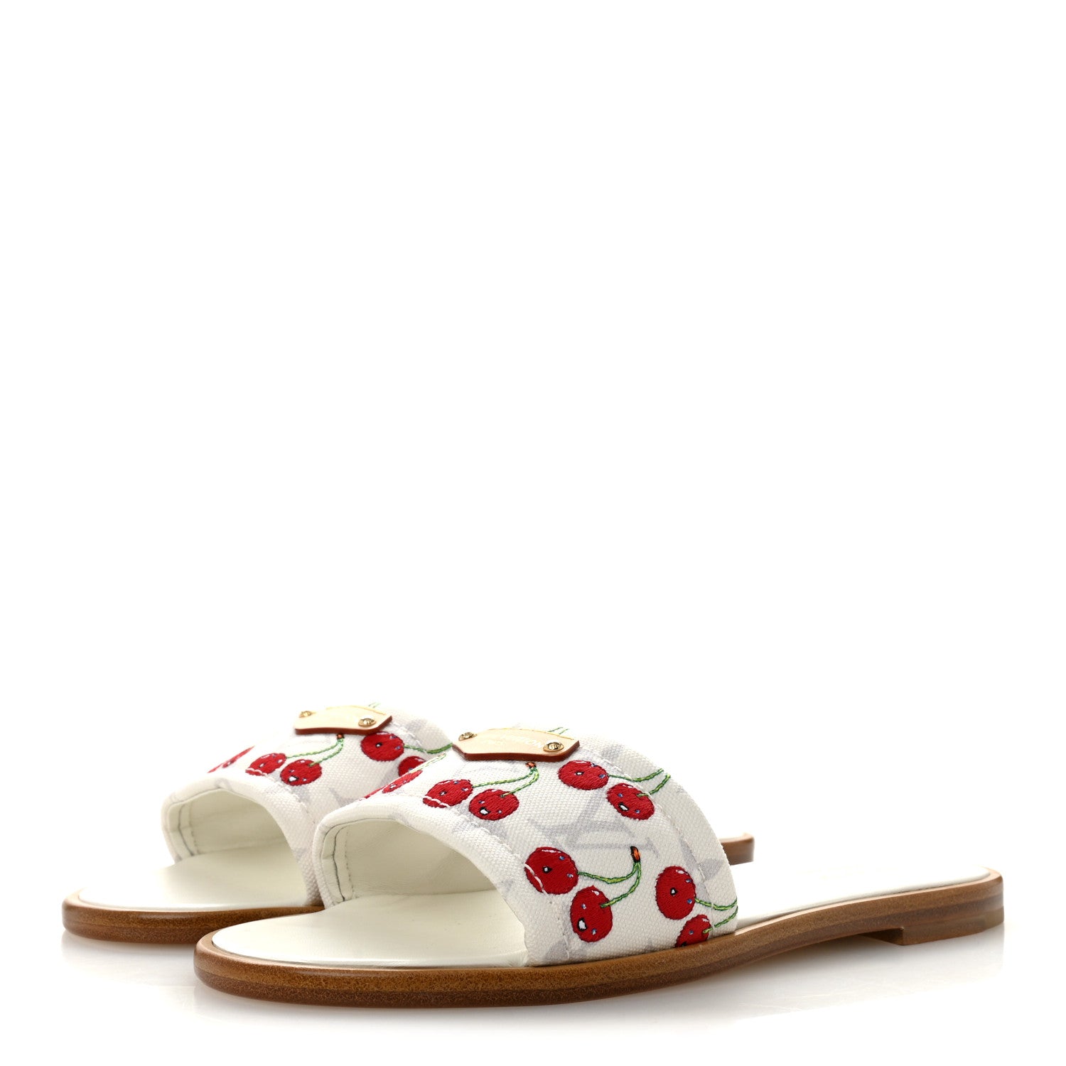 Louis Vuitton LV x TM Raffia Monogram Cerises Lily Flat Mule 36.5 White 4 of 10