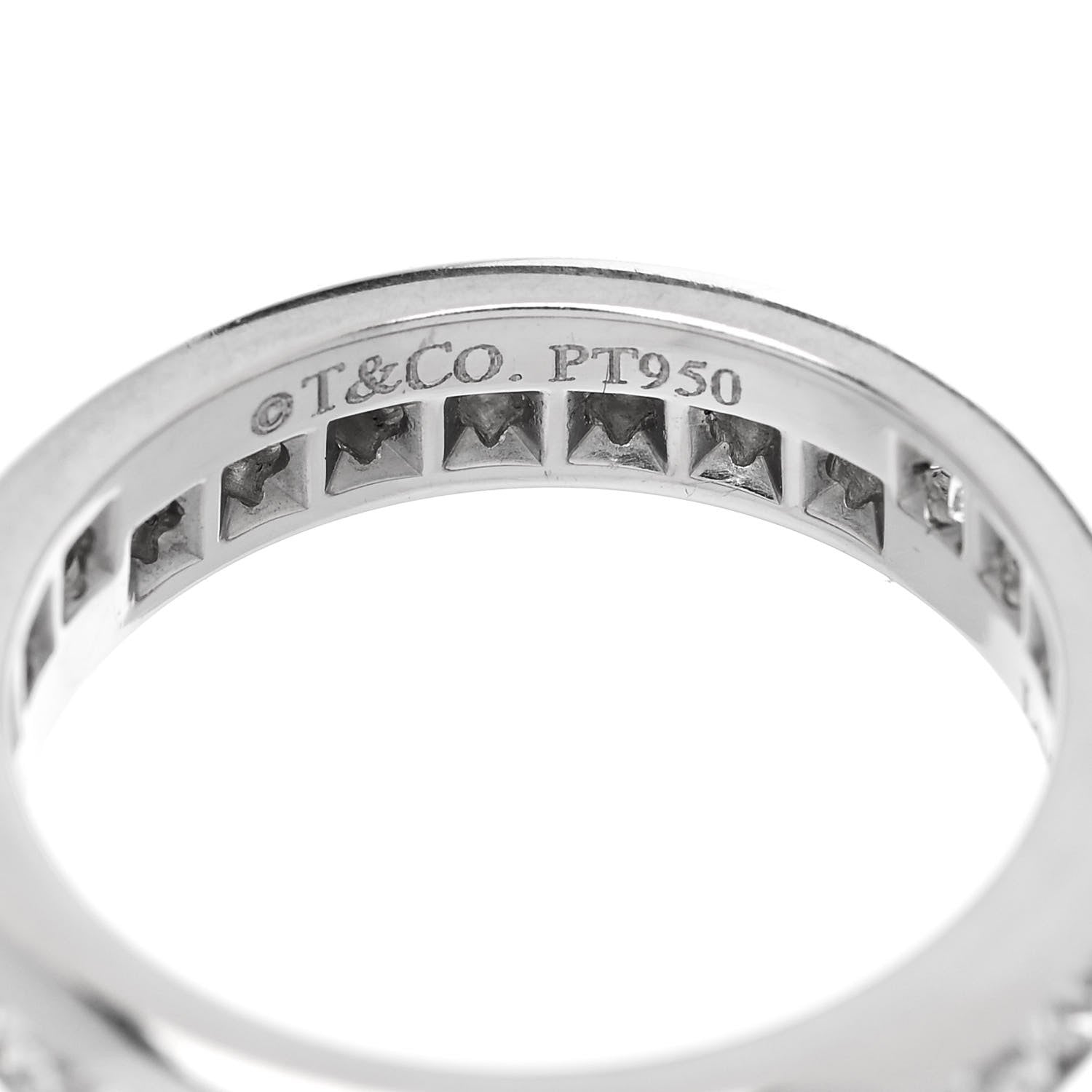 Tiffany Platinum Diamond 4mm Lucida Full Circle Band Ring 48 4.5 4 of 7