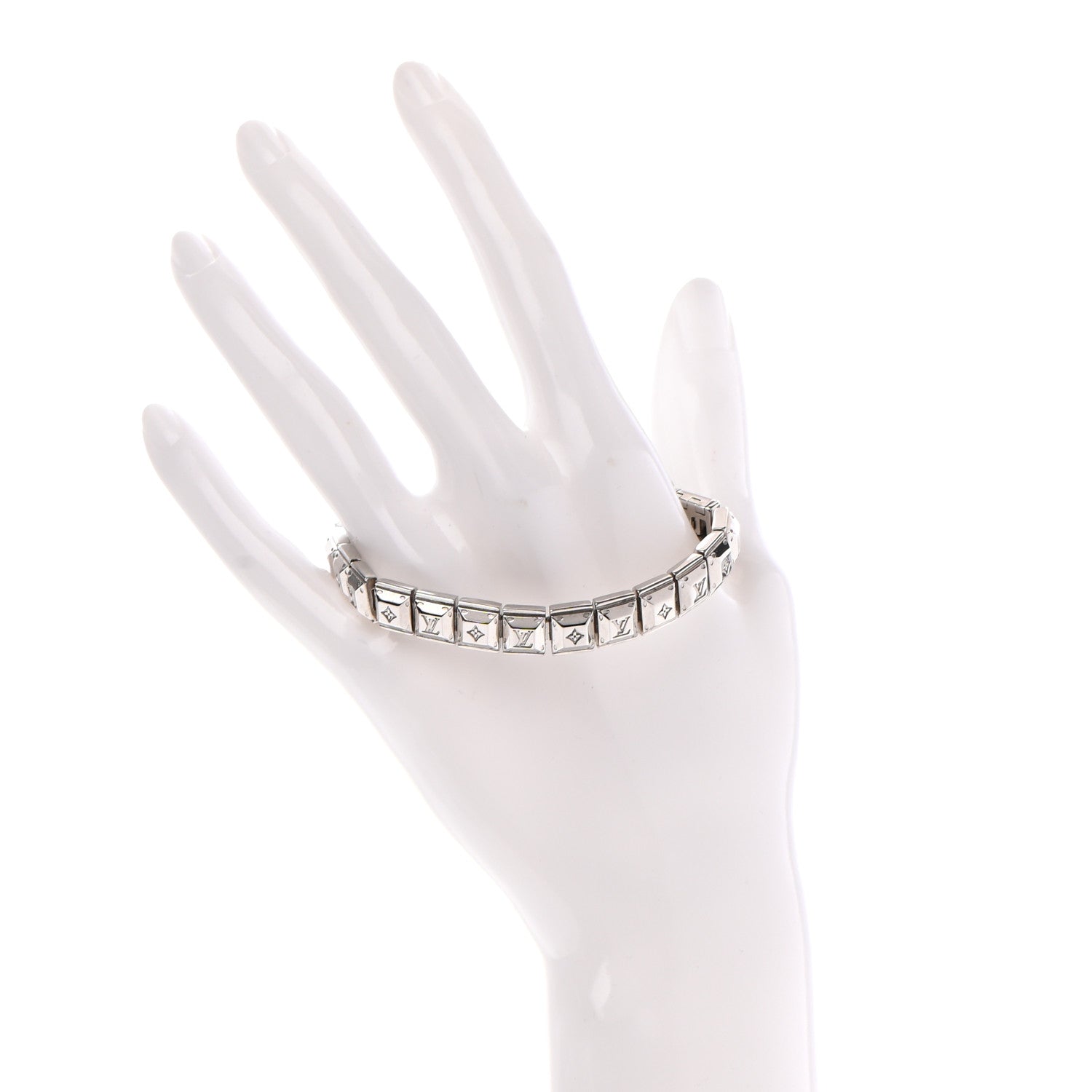 Louis Vuitton Palladium Monogram Nanogram Tennis Bracelet S Silver 2 of 7