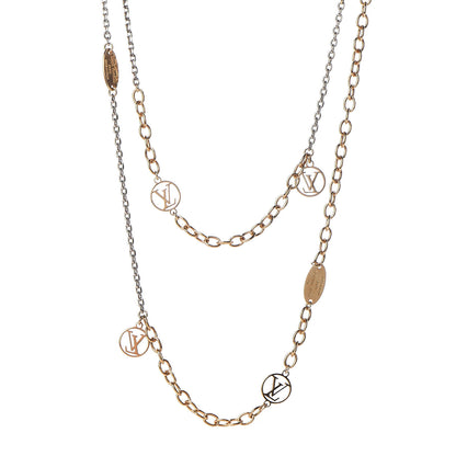 Louis Vuitton Logomania Sautoir Necklace Silver Gold 1 of 5