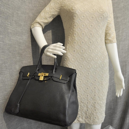 Hermes Taurillon Clemence Birkin 35 Black 5 of 11
