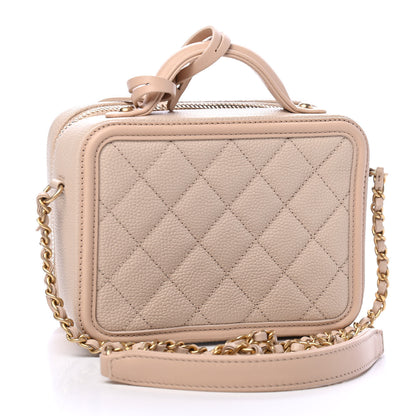 Chanel Caviar Quilted Small CC Filigree Vanity Case Beige 2 of 6