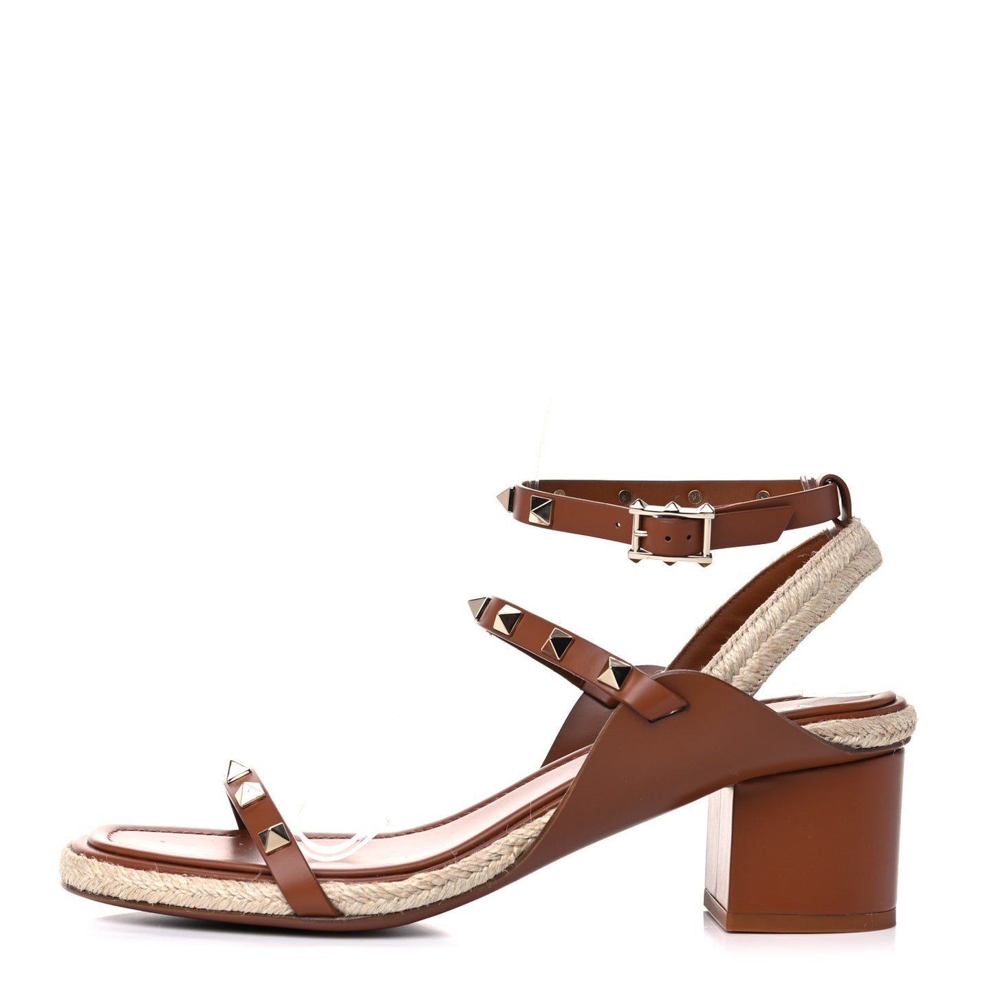 Calfskin Rockstud Ankle Strap Espadrille 10/60mm Sandals 39 Selleria