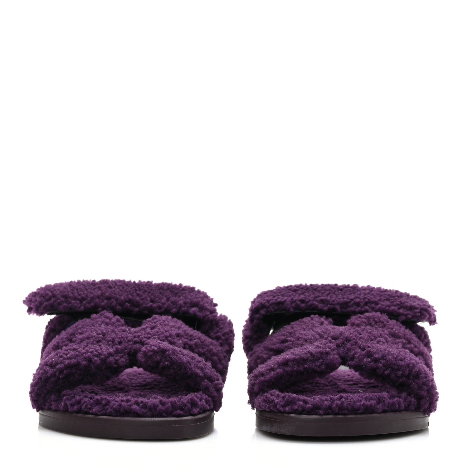 Hermes Woolskin Womens Chypre Sandals 37 Violet Fonce 2 of 8