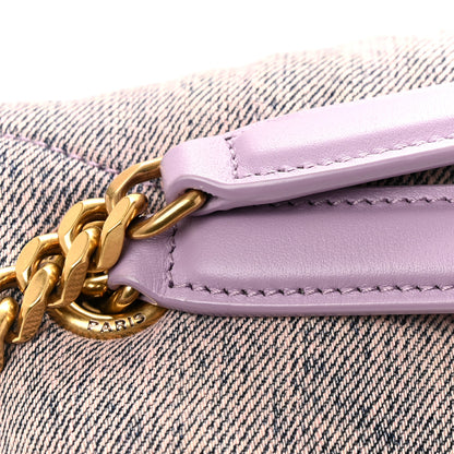 Saint Laurent Denim Quilted Medium Loulou Puffer Monogram Chain Satchel Bleached Lilac 11 of 11