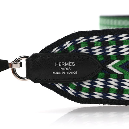 Hermes Toile Swift 50mm Sangle Allegro Shoulder Strap Malachite Bleu Electrique Black 3 of 5